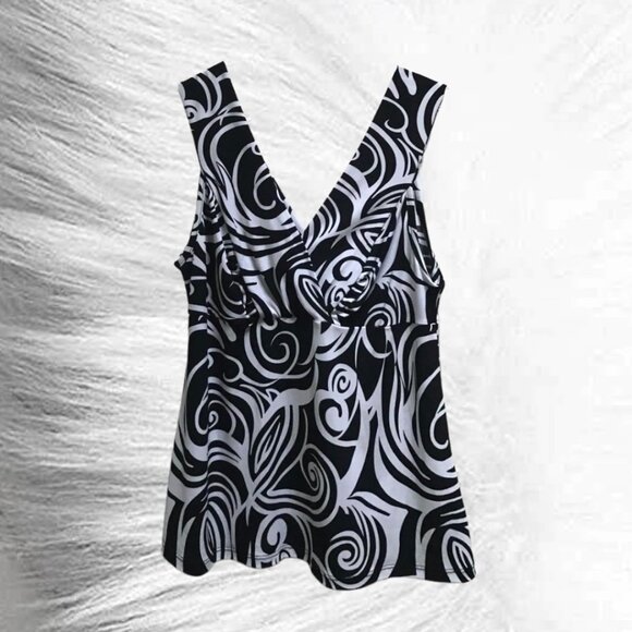 🖤💝 SEE VIDEO Cute Sleeveless V Front & Back with Pretty Black & White Pattern - Picture 1 of 9